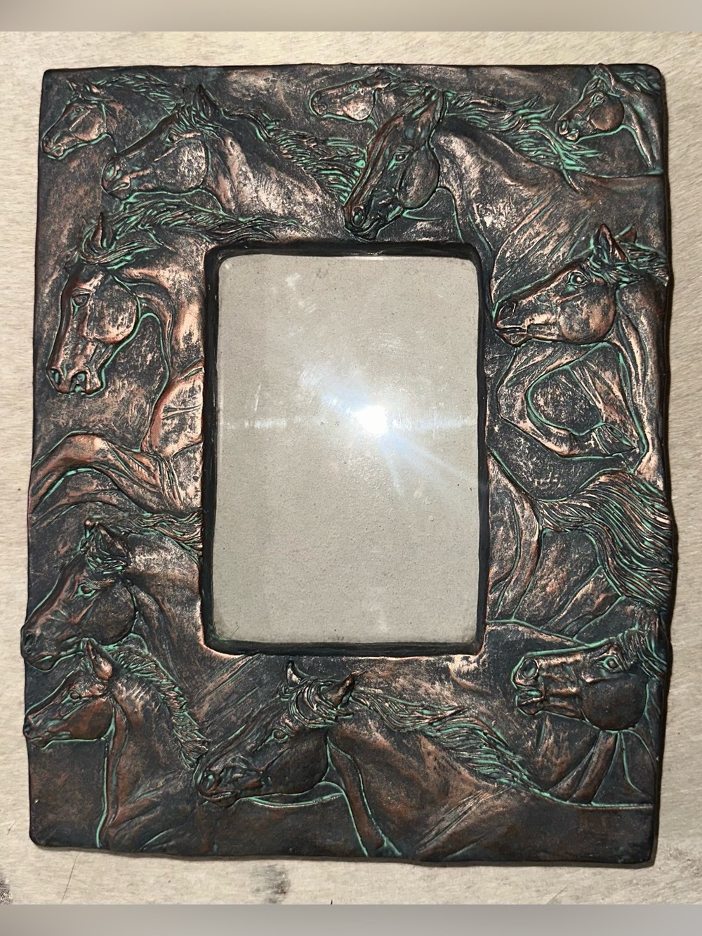 3D horses picture frame with a bronze like matte finish